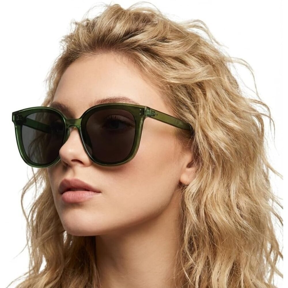 Women's A17 Green Frame Gray Polarized Lens Stylish Cat Eyes Sunglasses
